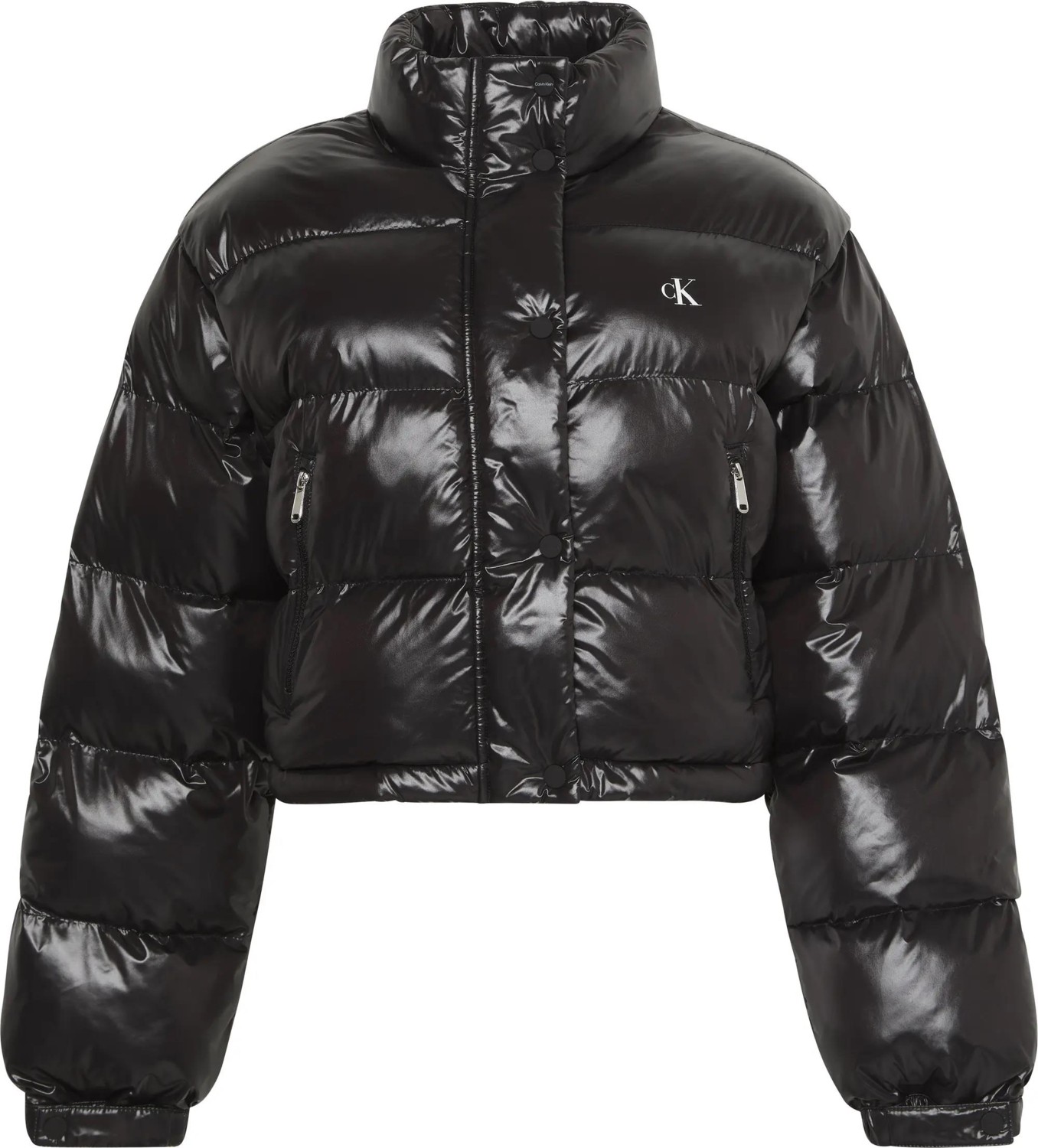 Calvin Klein Kadın Shıne Crop Puffer Jacket Siyah Uzun Kol Günlük Mont Normal Yaka LV047D504GUB1