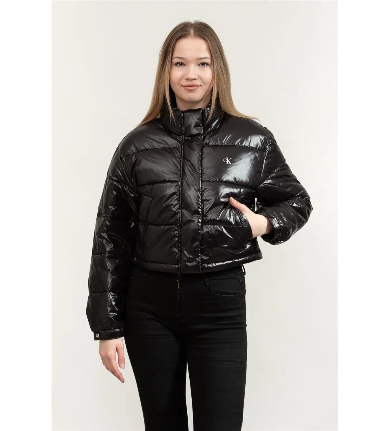 Calvin Klein Shıne Crop Puffer Jacket Kadın Mont LV047D504GUB1 görsel 7