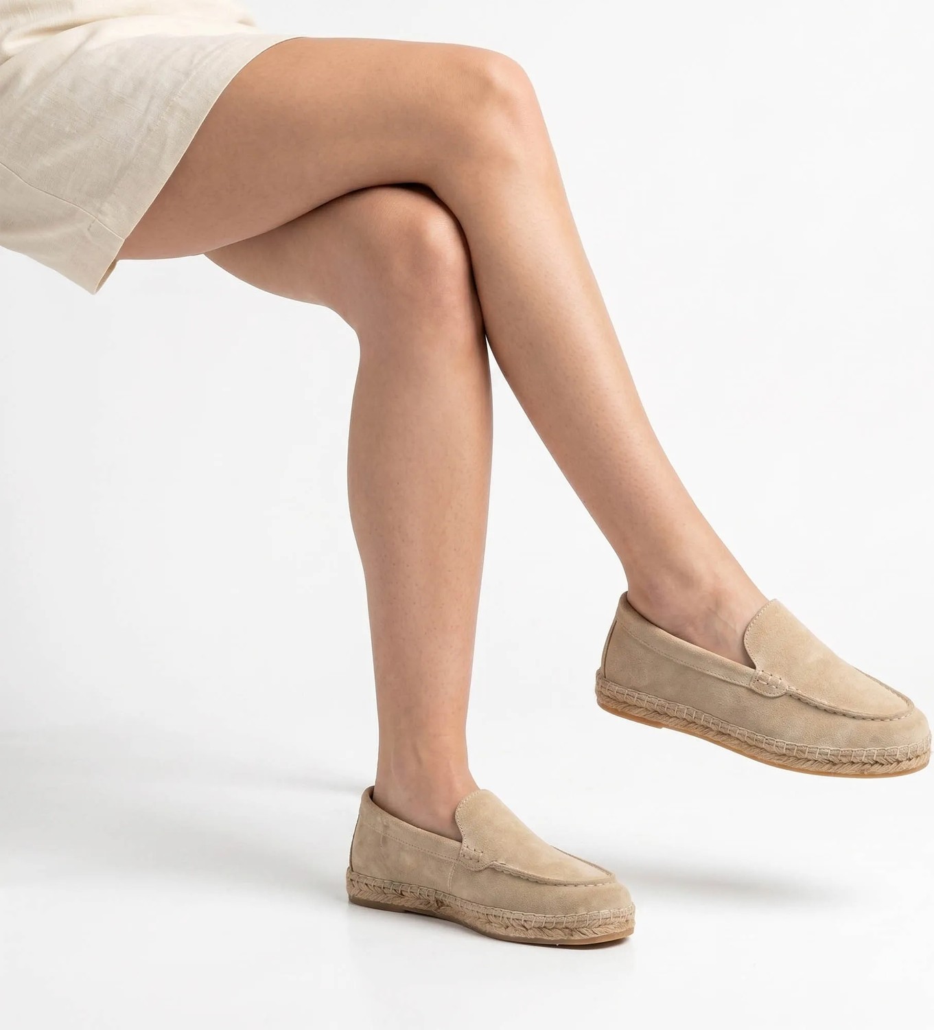 Siba Shoes Ruby Süet Deri Bej Kadın Espadril görsel 7