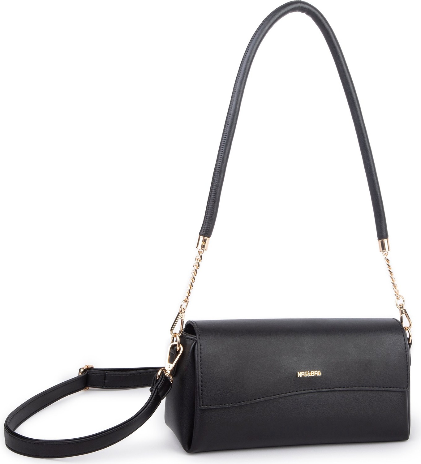 Nas Bag Kadın Sade Şık Omuz ve Çapraz Çanta (En 24 cm ;boy 12 cm ) Siyah