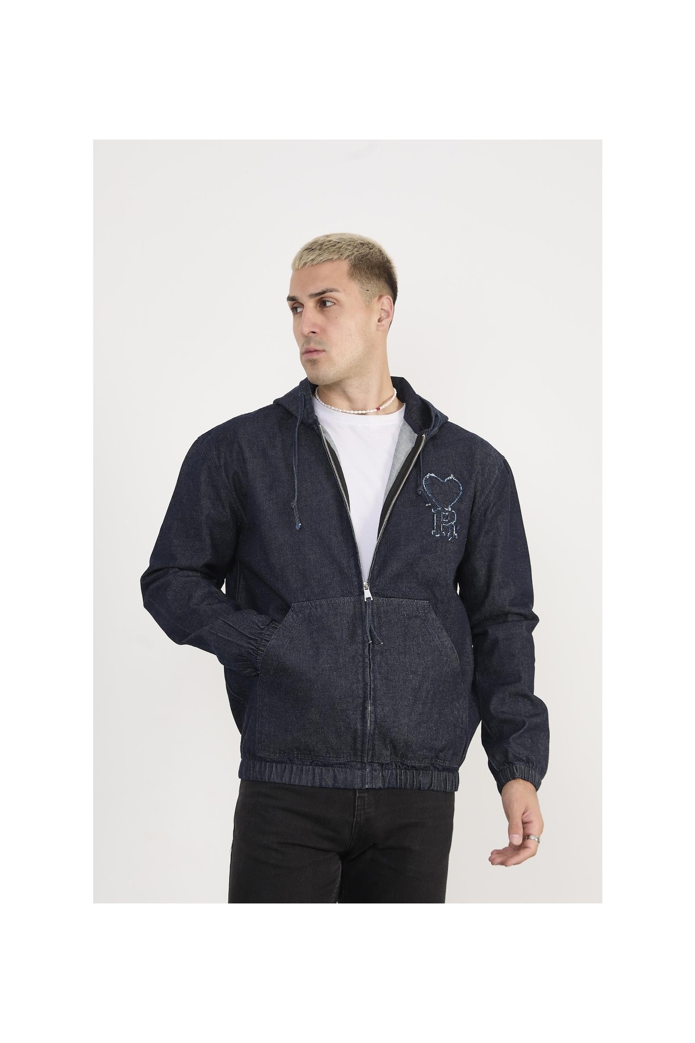 Rocqerx X-2029 Kapüşonlu Etek Kol Ucu Lastikli Kot Ceket görsel 2