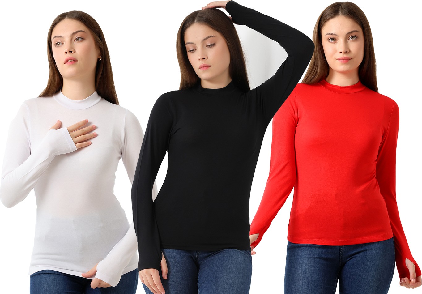 Endies Kadın 3'lü Paket Parmak Detaylı Body 31756 Siyah-Beyaz-Lacivert görsel 6