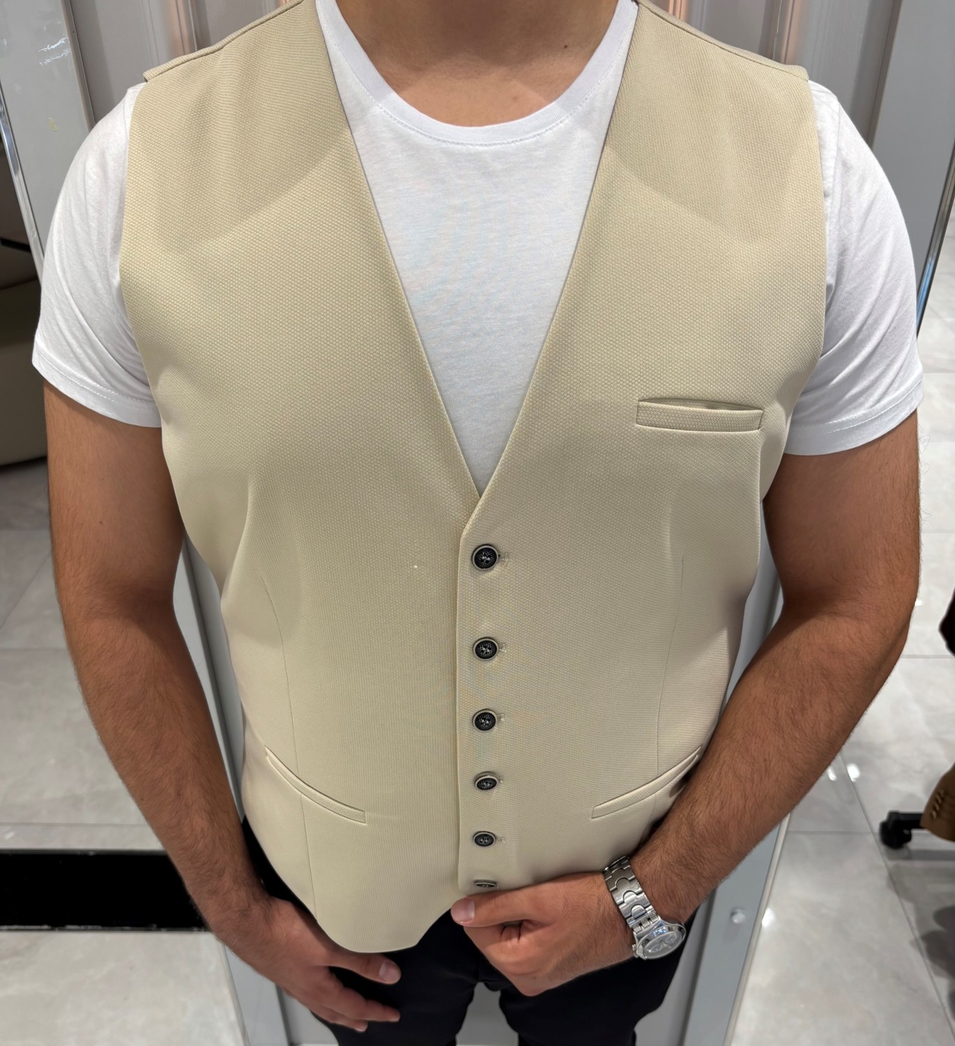 Sabri Zengin Erkek V Yaka Slim Fit Yelek