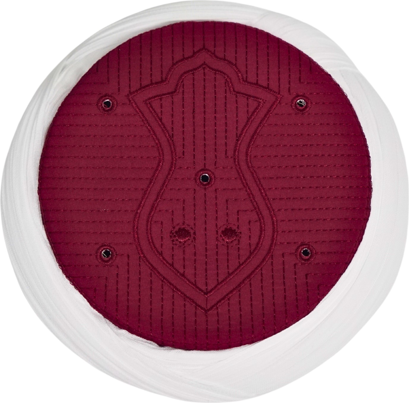 Sarıkhane Talebe Sarığı-Beyaz Kumaş-Bordo Takke-Çapraz Sarım-Nâli Şerif-7 Metre görsel 3