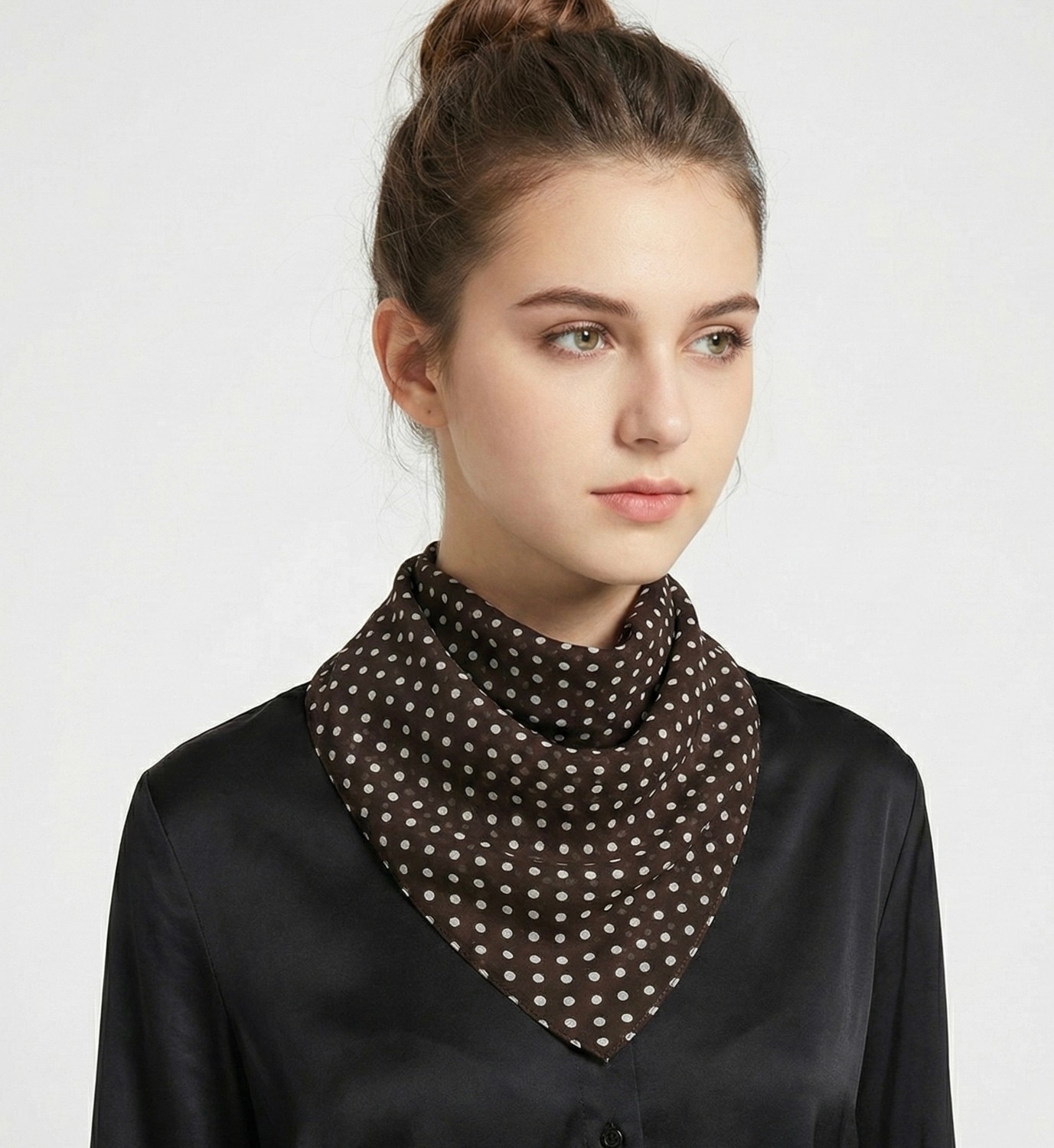Jz Moda Puantiye Desenli Fular - Retro Tarz Eşarp & Saç Bandı-puantiyeli fular- bandana - 50*50cm