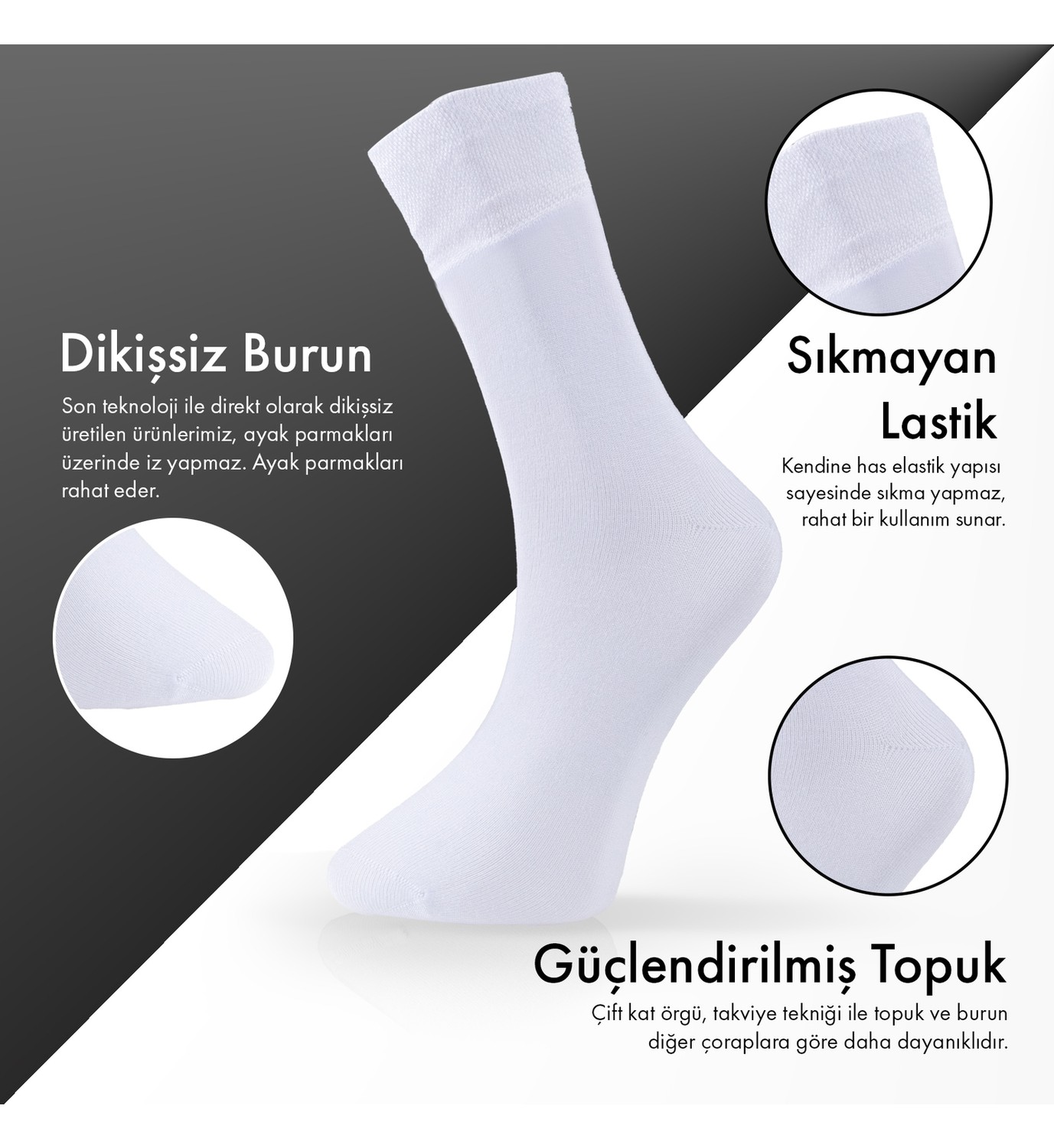 Lion Monroe Saf Bambu Erkek Soket Uzun Düz Çorap Dikişsiz Premium Kutulu 5'li L5952AZNB Softaura görsel 3
