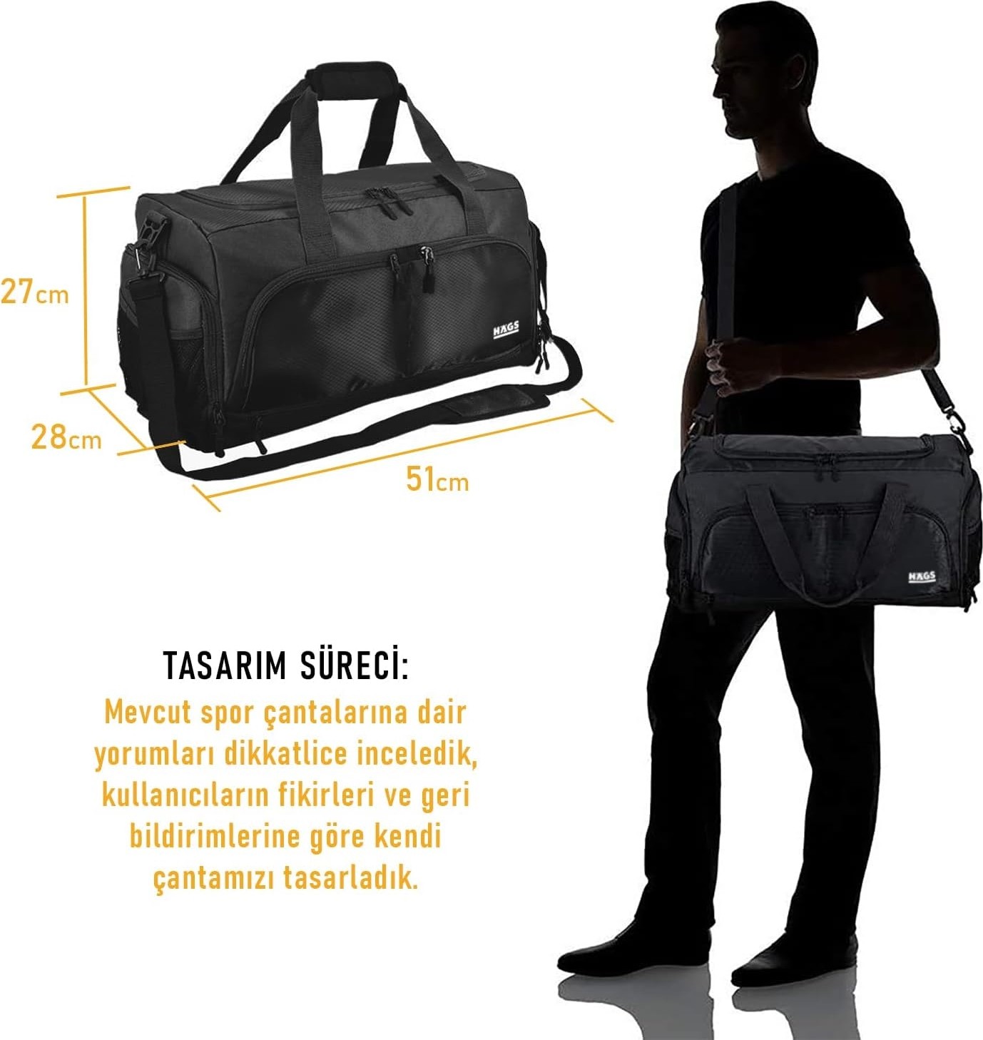 Happy Trend Spor Çantası, 10 Cepli, Ayakkabı Bölmeli, Su Geçirmez Islak Eşya Keseli, Organizer Tasarımlı Dayanıklı Bay Bayan Seyahat Çantası, Gym, Fitness Çantası - Mor görsel 3