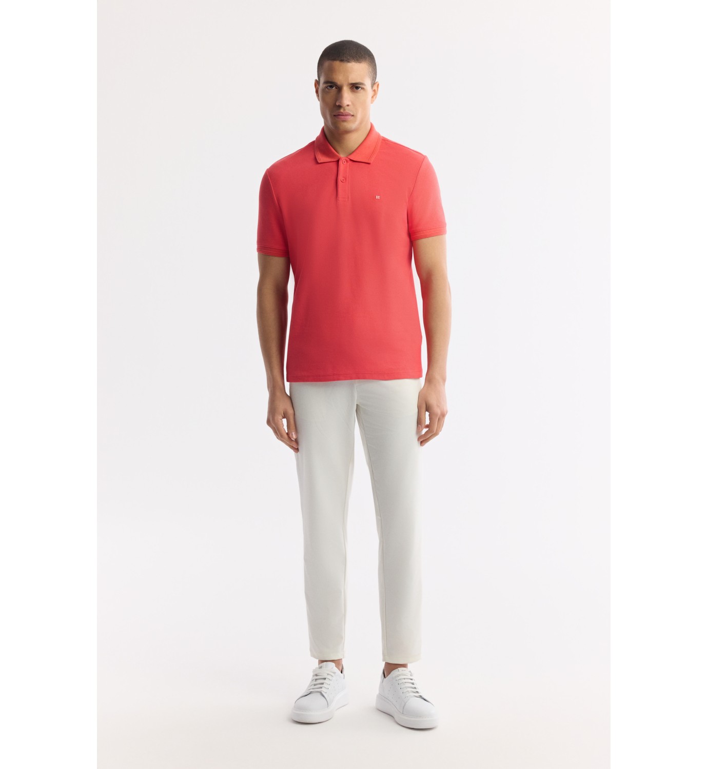 AVVA Erkek Mavi Kıvrılmaz Polo Yaka %100 Pamuk Basic Regular Fit T-Shirt B001032 görsel 5