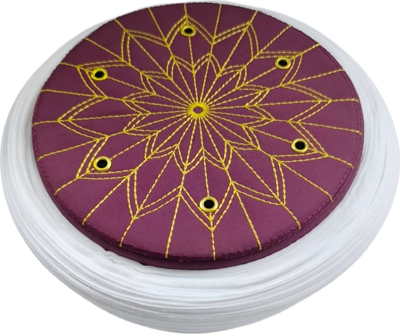 Sarıkhane - Talebe Sarığı-Beyaz Kumaş-Bordo Takke-Düz Sarım-Kuş Gözlü-5metree