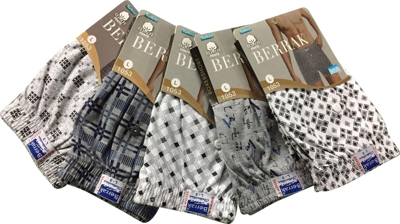 Berrak Penye Desenli 5'li Erkek Boxer %100 Pamuklu Rahat Bol Kesim