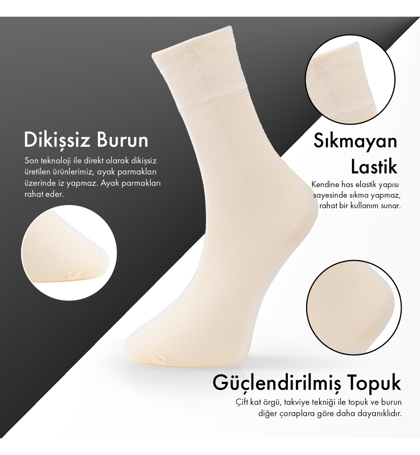 Lion Monroe Saf Bambu Erkek Soket Uzun Düz Çorap Dikişsiz Premium Kutulu 5'li L5952AZNB Softaura görsel 7