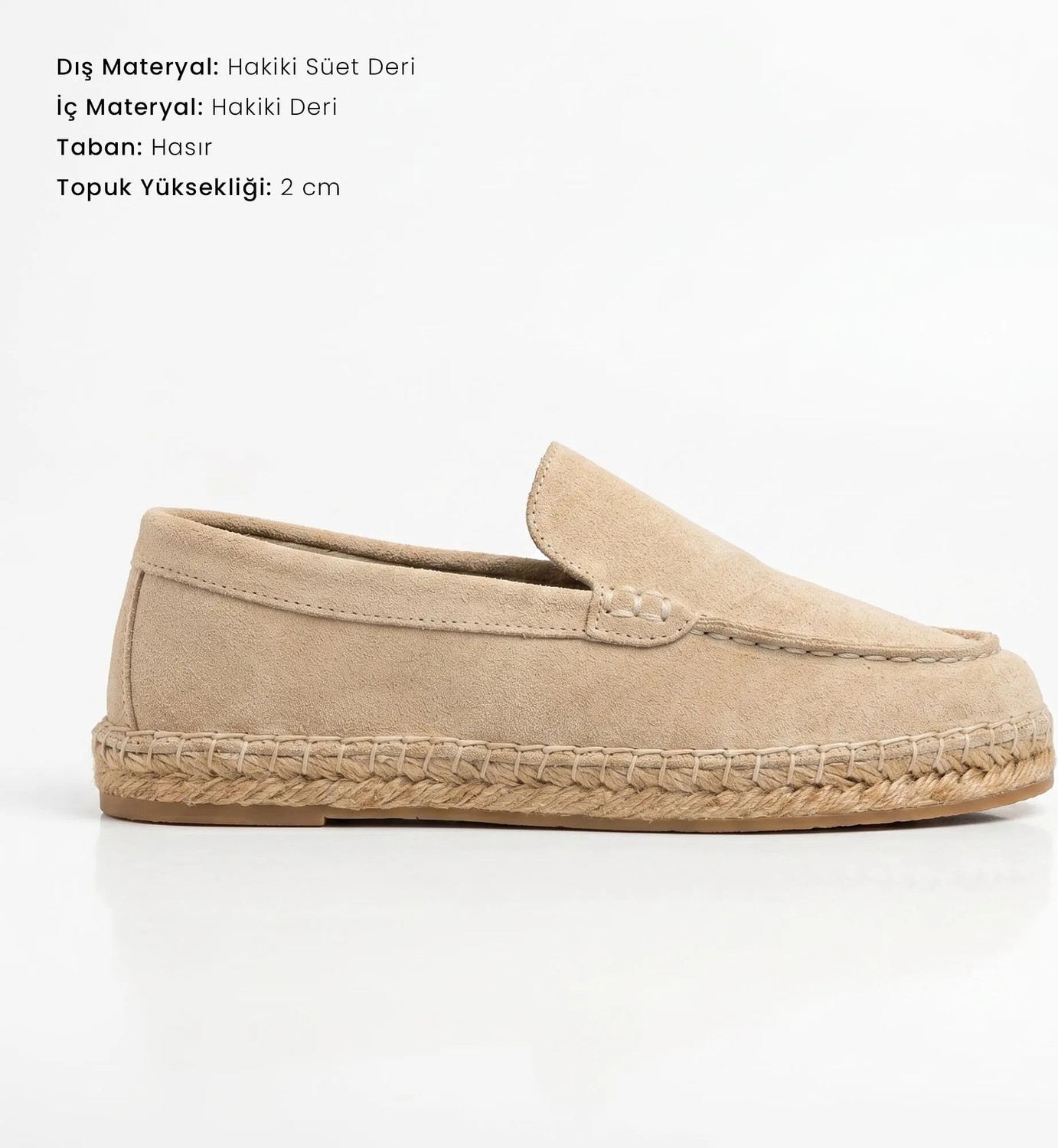 Siba Shoes Ruby Süet Deri Bej Kadın Espadril görsel 2