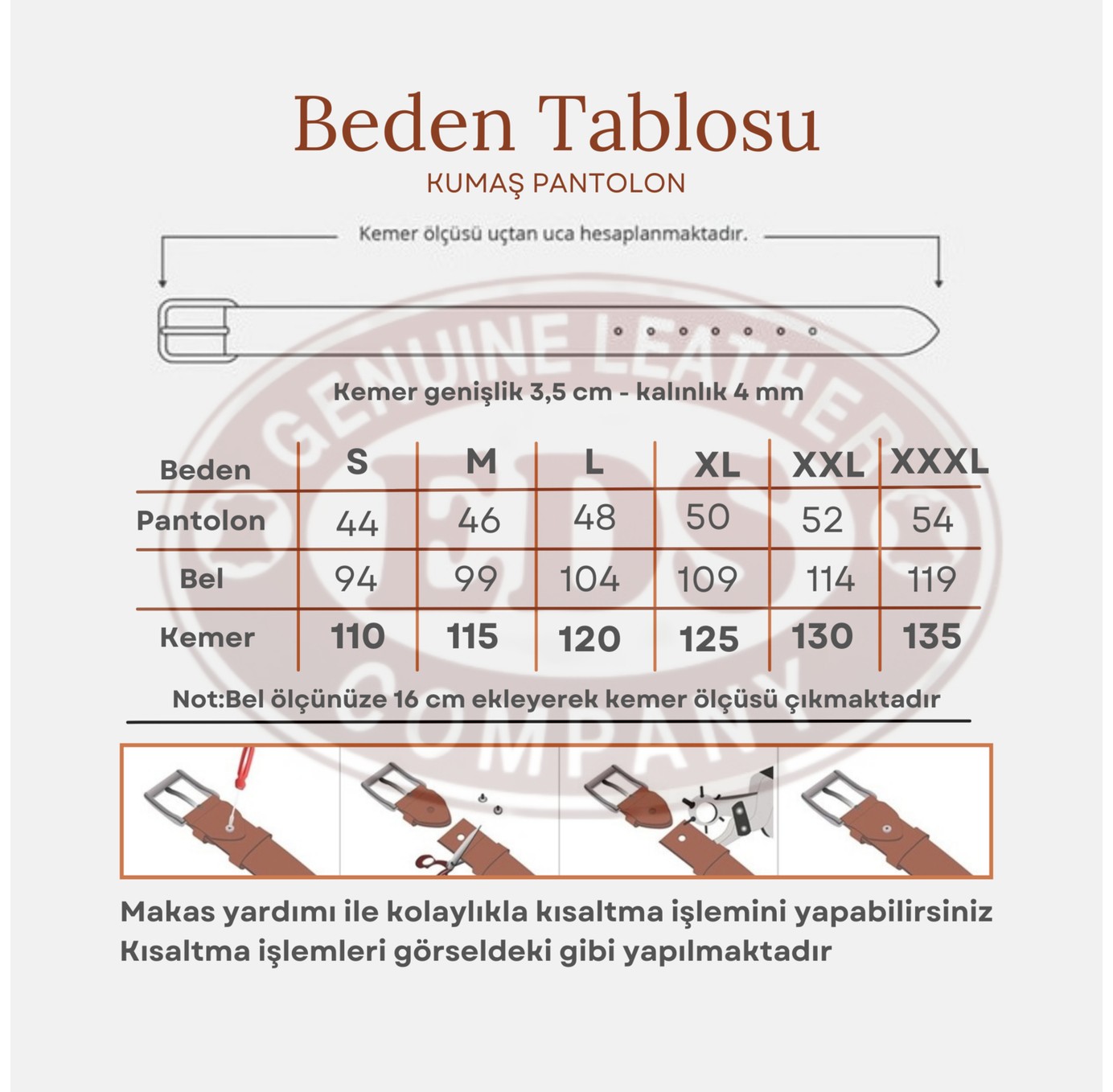 Genuıne Leather Eds Company Genuine Leather Company Eds 2'li Erkek Klasik Kemer görsel 8