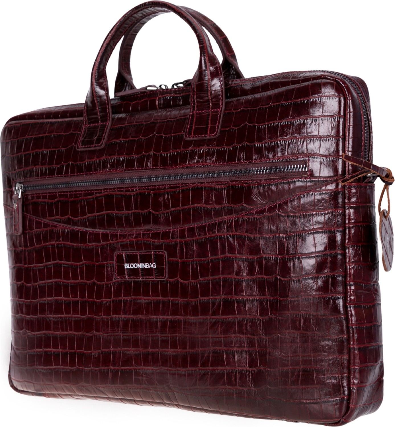 BloominBag Burgundy Croco Hakiki Deri 15-16 Inç Macbook/laptop Çantası görsel 2