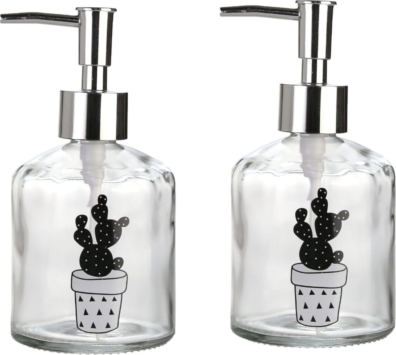 Prime Seti Cam Sıvı Sabunluk 2 Adet,kaktüs 2 Desen 300ML 7,6X15,5CM