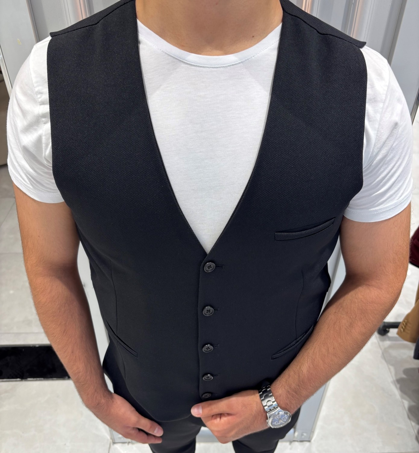 Sabri Zengin Erkek V Yaka Slim Fit Yelek