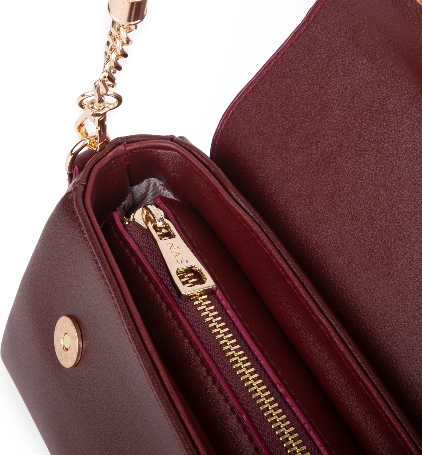 Nas Bag Kadın Sade Şık Omuz ve Çapraz Çanta (En 24 cm ;boy 12 cm ) Bordo görsel 4