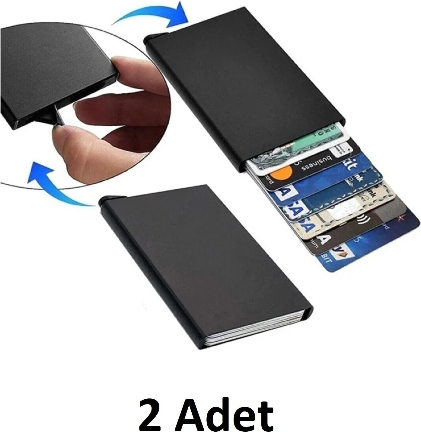 SRTfootcare 2 Adet Otomatik Mekanizmalı Metal Kredi Kartlık Rfıd Korumalı