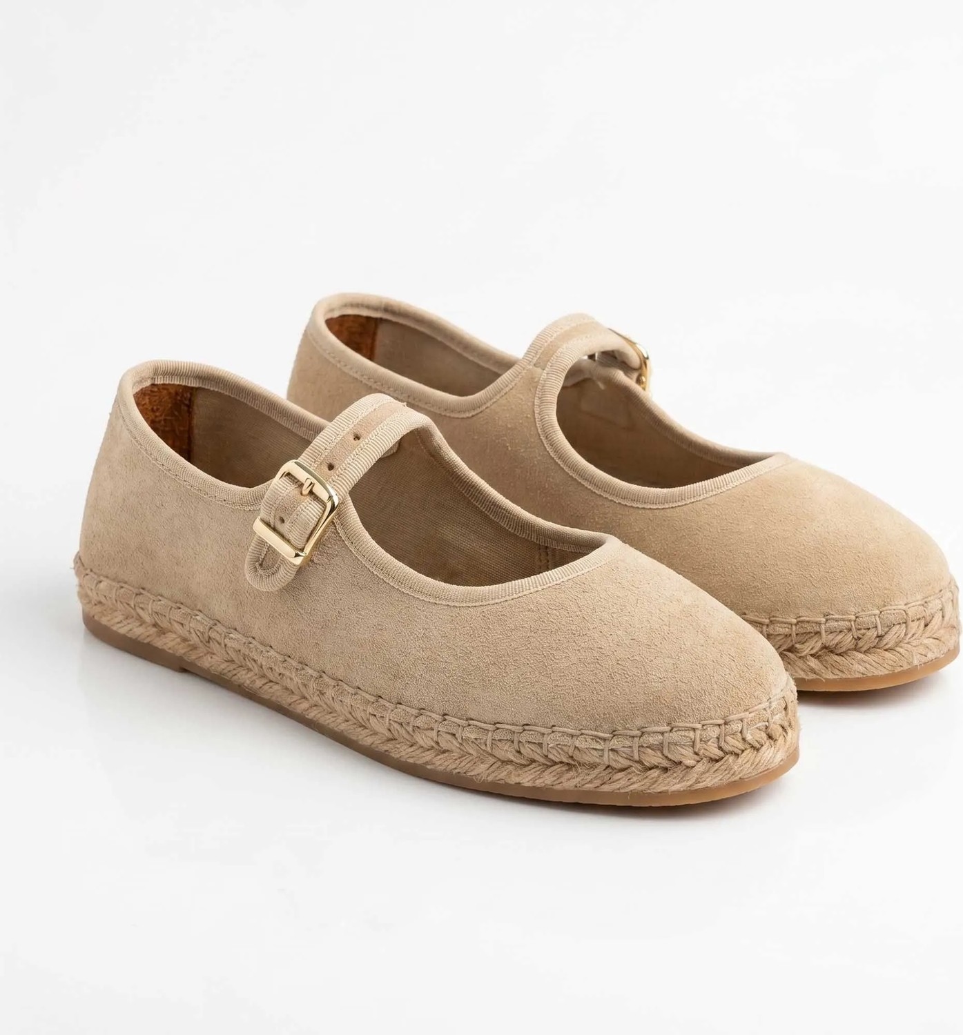 Siba Shoes Flat Süet Deri Bej Kadın Espadril