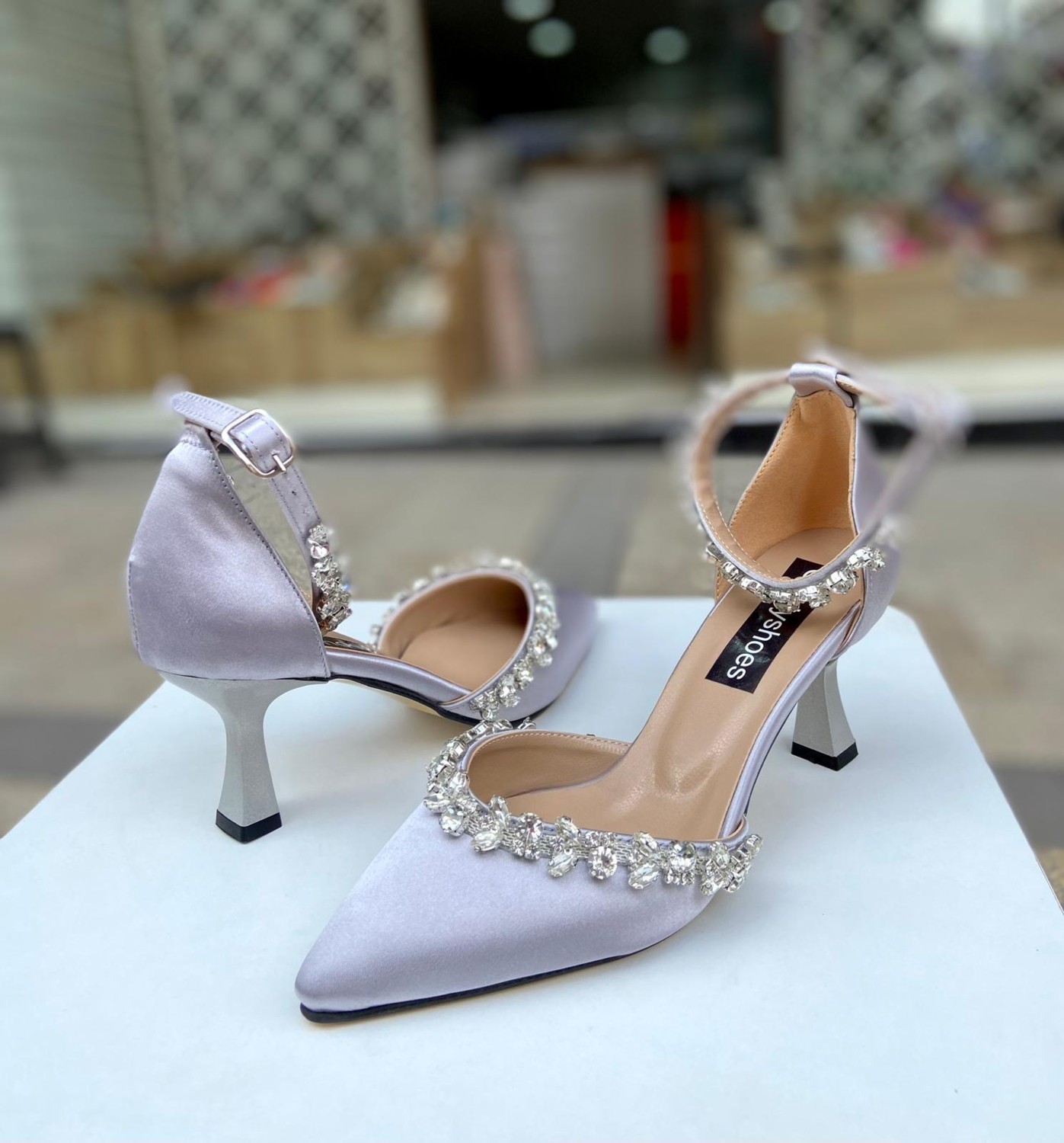 Gloriys Ayakkabı & Çanta Saten Taşlı 6 cm Topuklu Ayakkabı Nişan-Gelinlik Ayakkabısı 0650 görsel 6