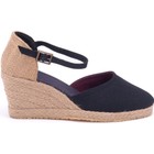 Elişi Siyah Hasır Dolgu Topuk Keten Hasır Espadril Handmade