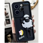 Infinix Hot 40 Pro Uyumlu Sevimli Kuzu 3D Oyuncak Tasarımlı El Geçmeli Renkli Silikon Kılıf