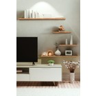 4lü 100 cm 80 cm 30 cm Safir Meşe Mdf Uçan Gizli Bağlantı Dekoratif Duvar Rafı Kitaplık Tv Ünitesi