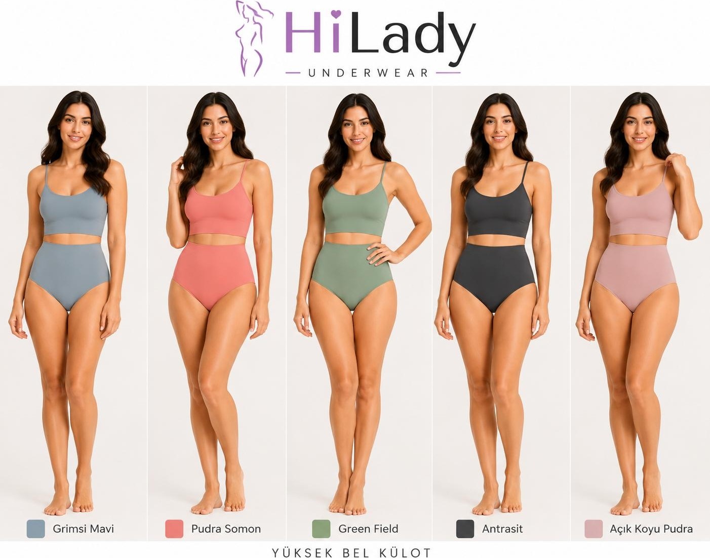 Hilady Kadın Külot 5'li Paket Yüksek Bel Külot Koyu Soft, Likralı Pamuklu Kumaş görsel 6