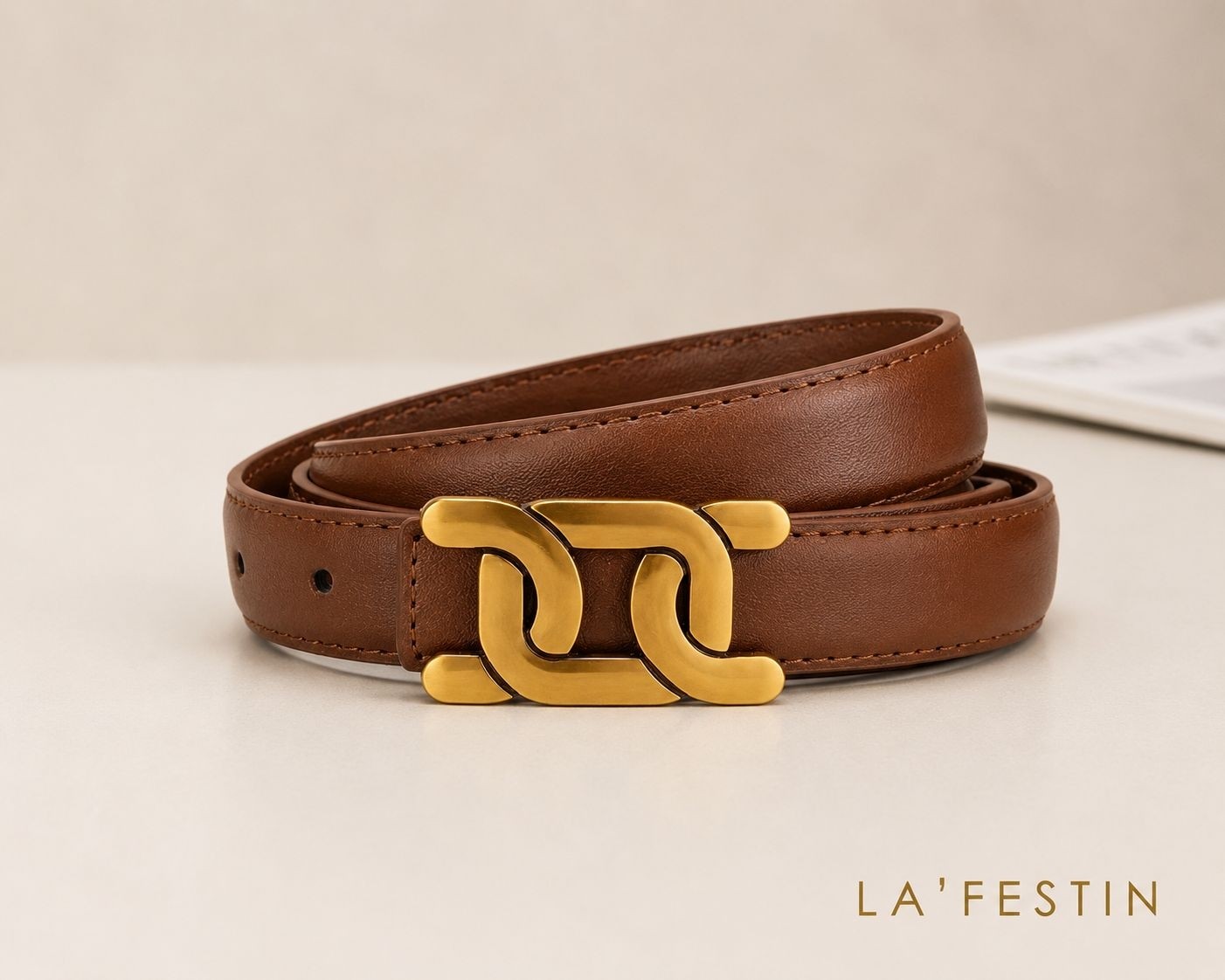Lafestin Gold Toka Kadın Kemer , Pantolon Kemeri, Gömlek Kemeri,ceket Kemeri görsel 2