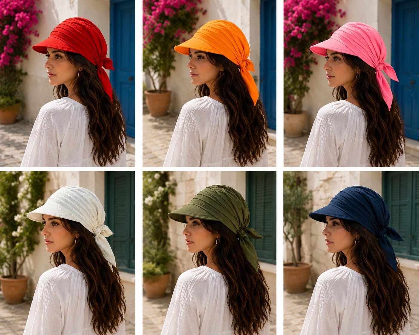 Wearflawless Kadın Safari Bağlamalı Siperli Bandana Şapka, Yazlık Güneşlik Şapka Plaj Deniz Vizör Şapka görsel 3