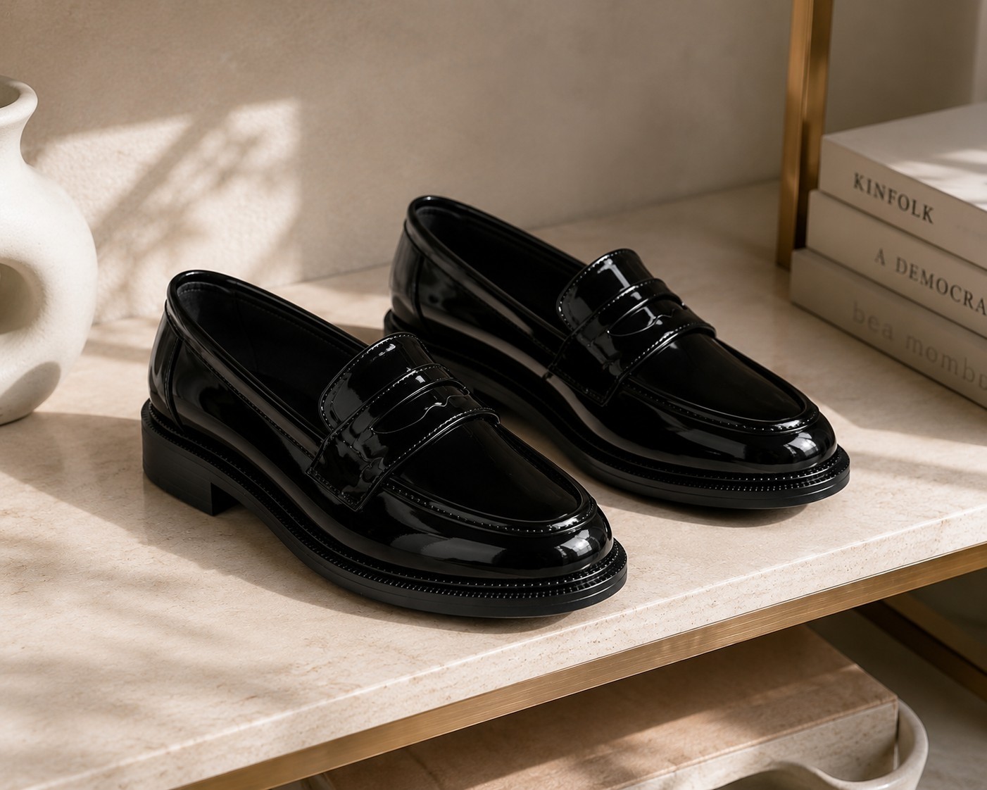 Zenora Shoes Kadın Loafer Makosen Casual Günlük Ayakkabı Şık ve Rahat Rugan Siyah Ayakkabı görsel 2