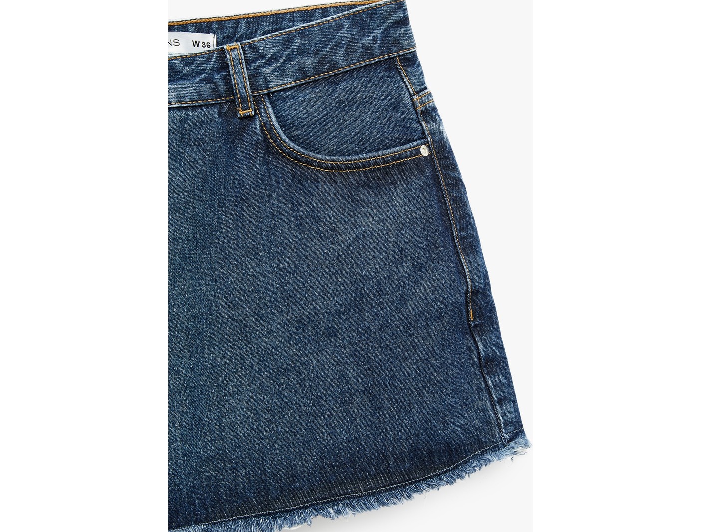 Koton Asimetrik Kesim Düğmeli Rahat Kalıp Pamuklu Denim Mini Şort Etek görsel 3