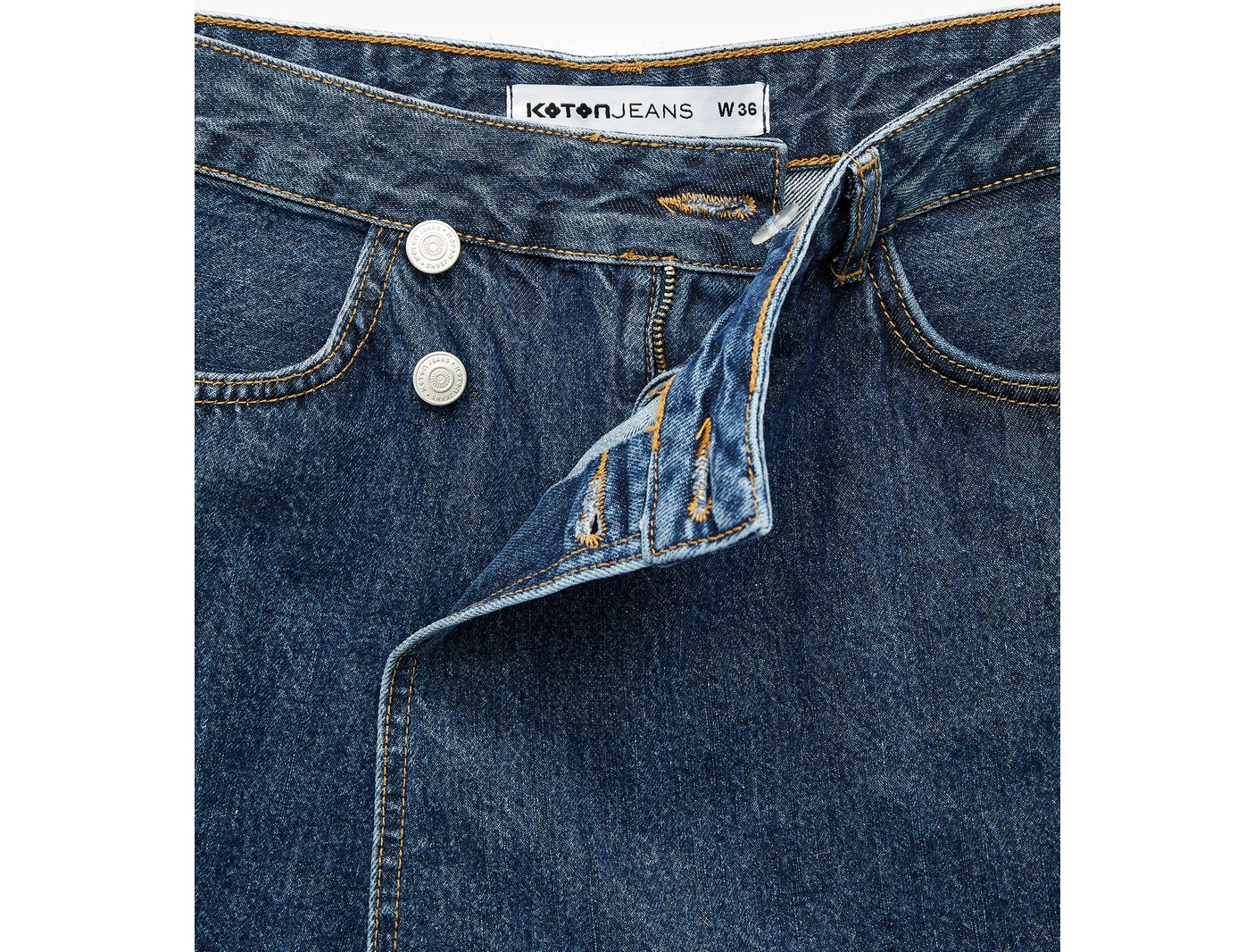 Koton Asimetrik Kesim Düğmeli Rahat Kalıp Pamuklu Denim Mini Şort Etek görsel 4