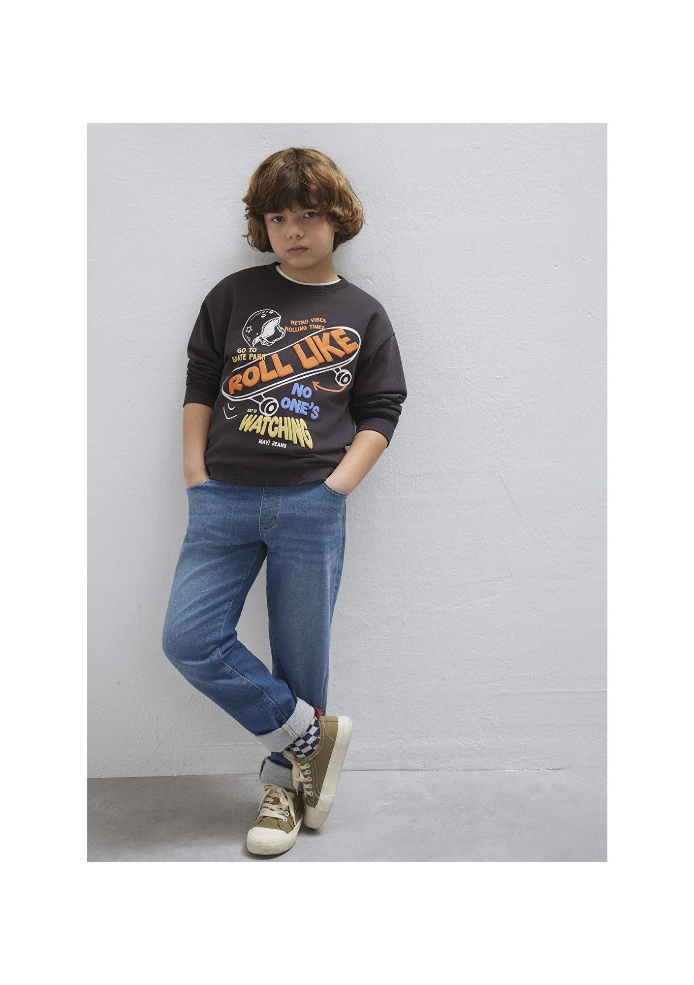 Mavi Roll Like Baskılı Antrasit Sweatshirt 6S10179-70087