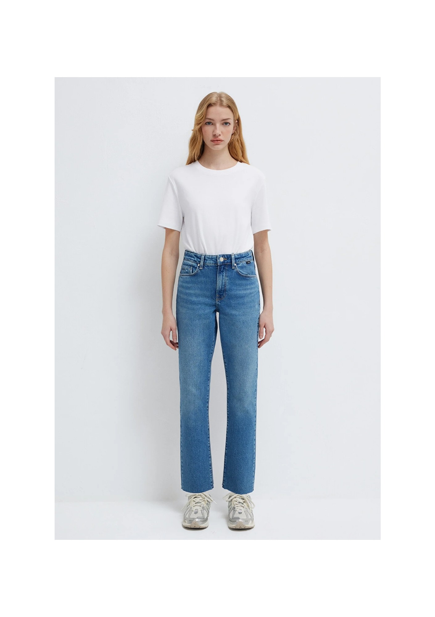 Mavi New York Classic Denim Kadın %99 Pamuklu Yüksek Bel Düz Paça Indigo Mavisi Jean Pantolon 101441-A3037 görsel 4