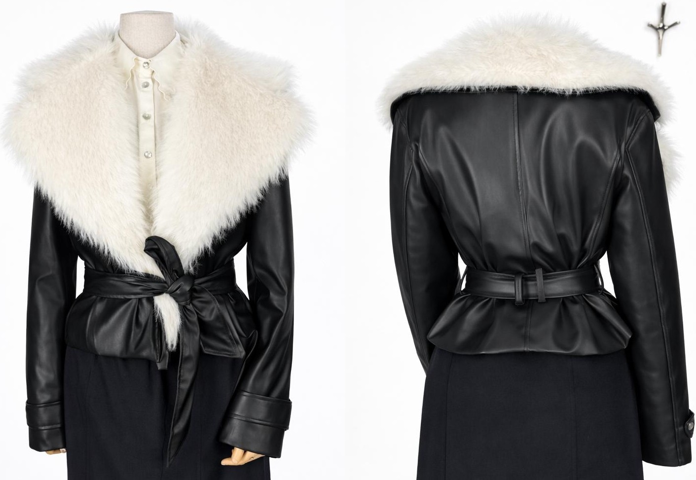 JOOQSTORE Kürk Detaylı Kısa Deri Mont görsel 8