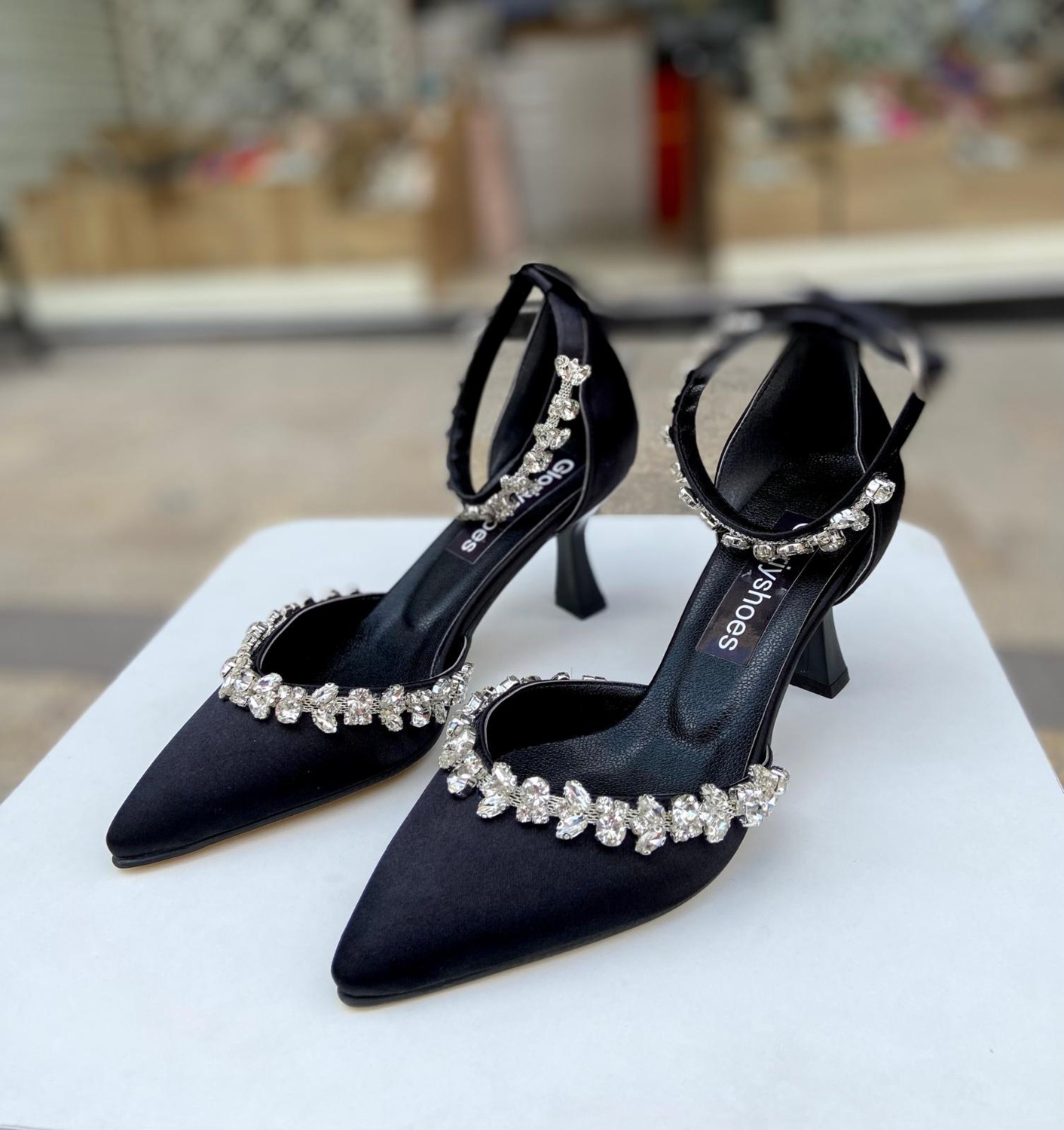 Gloriys Ayakkabı & Çanta Saten Taşlı 6 cm Topuklu Ayakkabı Nişan-Gelinlik Ayakkabısı 0650