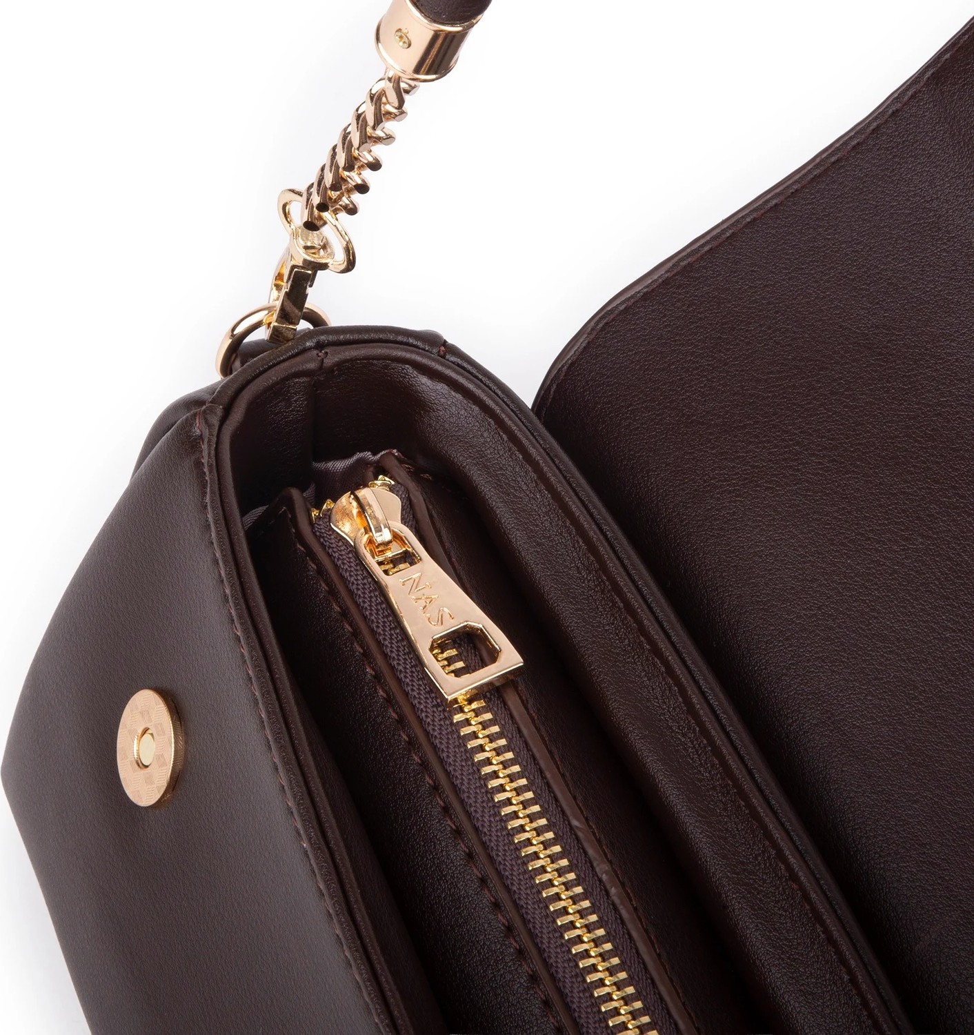 Nas Bag Kadın Sade Şık Omuz ve Çapraz Çanta (En 24 cm ;boy 12 cm ) Kahverengi görsel 4