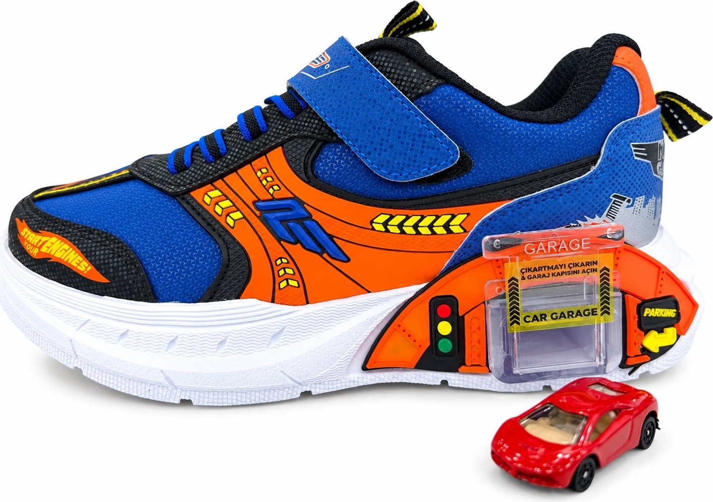 papucumun dünyası Çocuk Spor Araba ve Garage Detaylı Su Geçirmez Özellikte Sneaker görsel 8