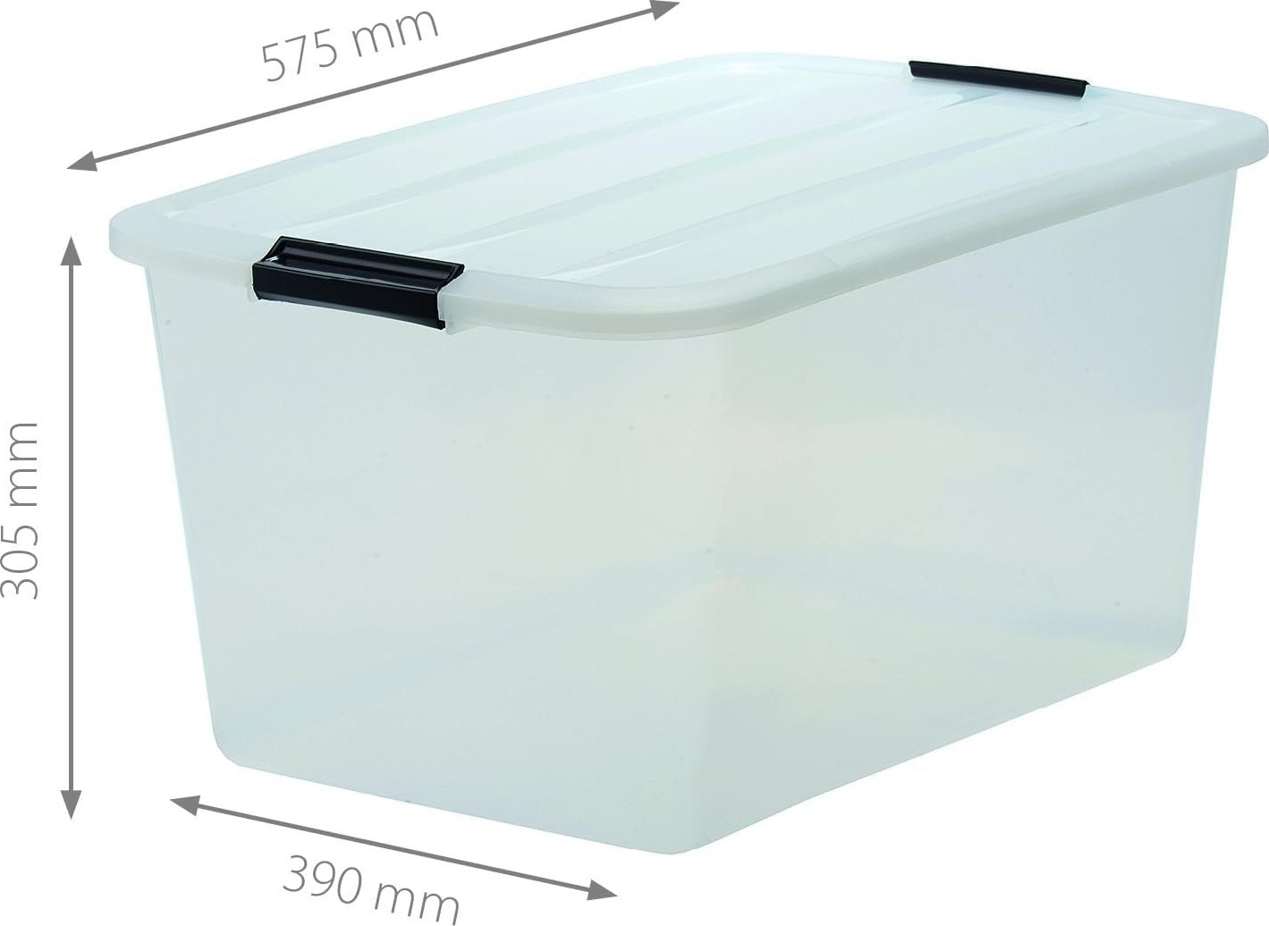 OEM Kapaklı Plastik Saklama Kutuları, 45L, 2'li Set, Şeffaf görsel 3