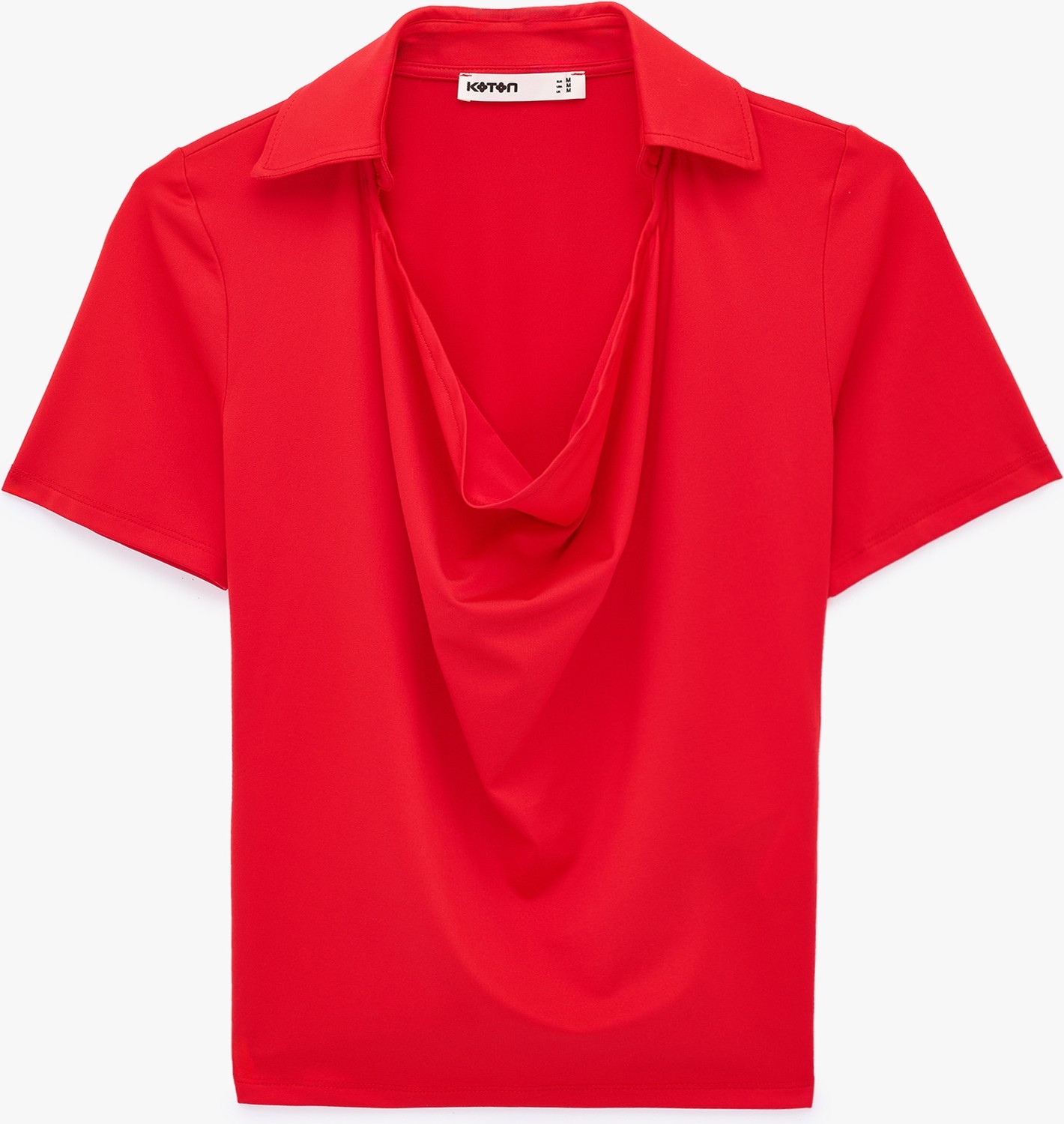 Koton Slim Fit Polo Degaje Yaka Kısa Kollu Bluz görsel 3
