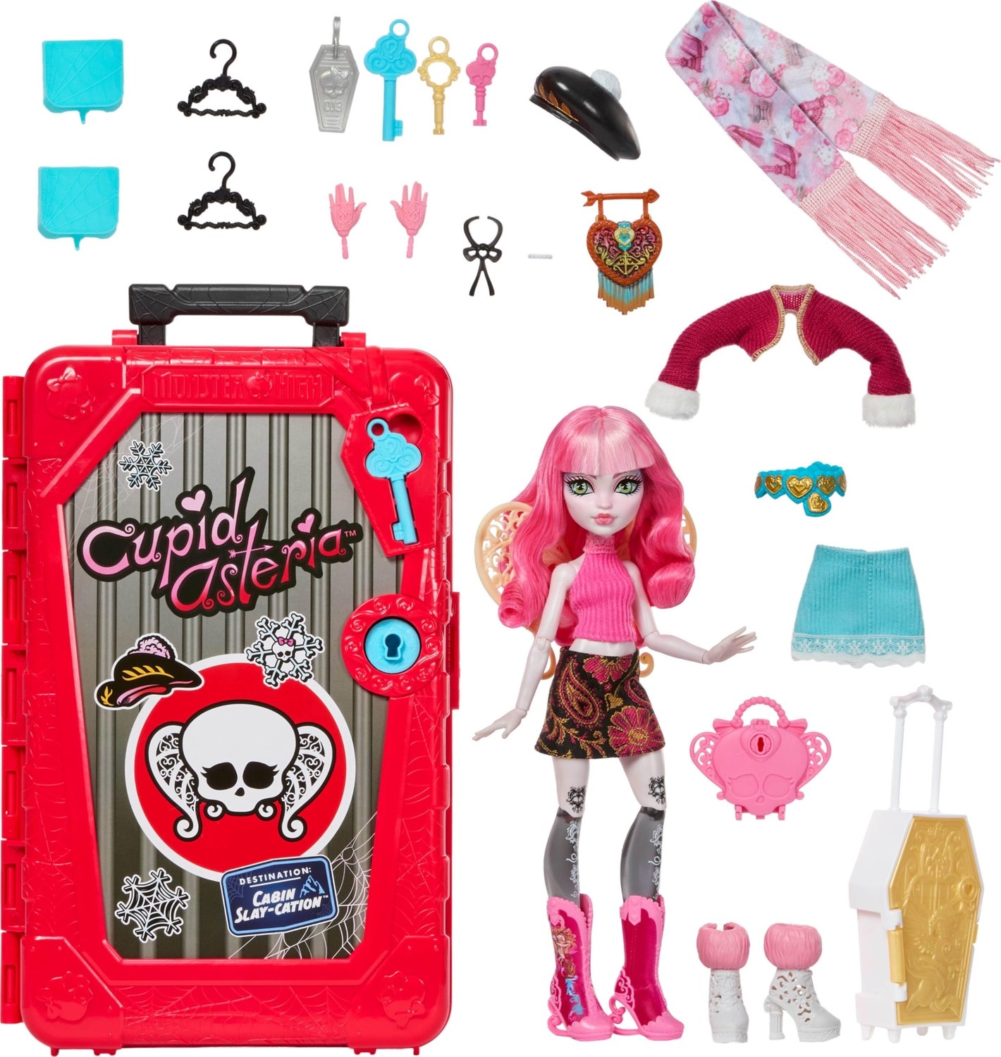 Die Grup Monster High Skulltimate Secrets Cupid Asteria Bebek ve Aksesuar Seti, Hedef: Bavullu Kabin Slay-Katyon ve Giysi Gibi 19+ Sürpriz görsel 5