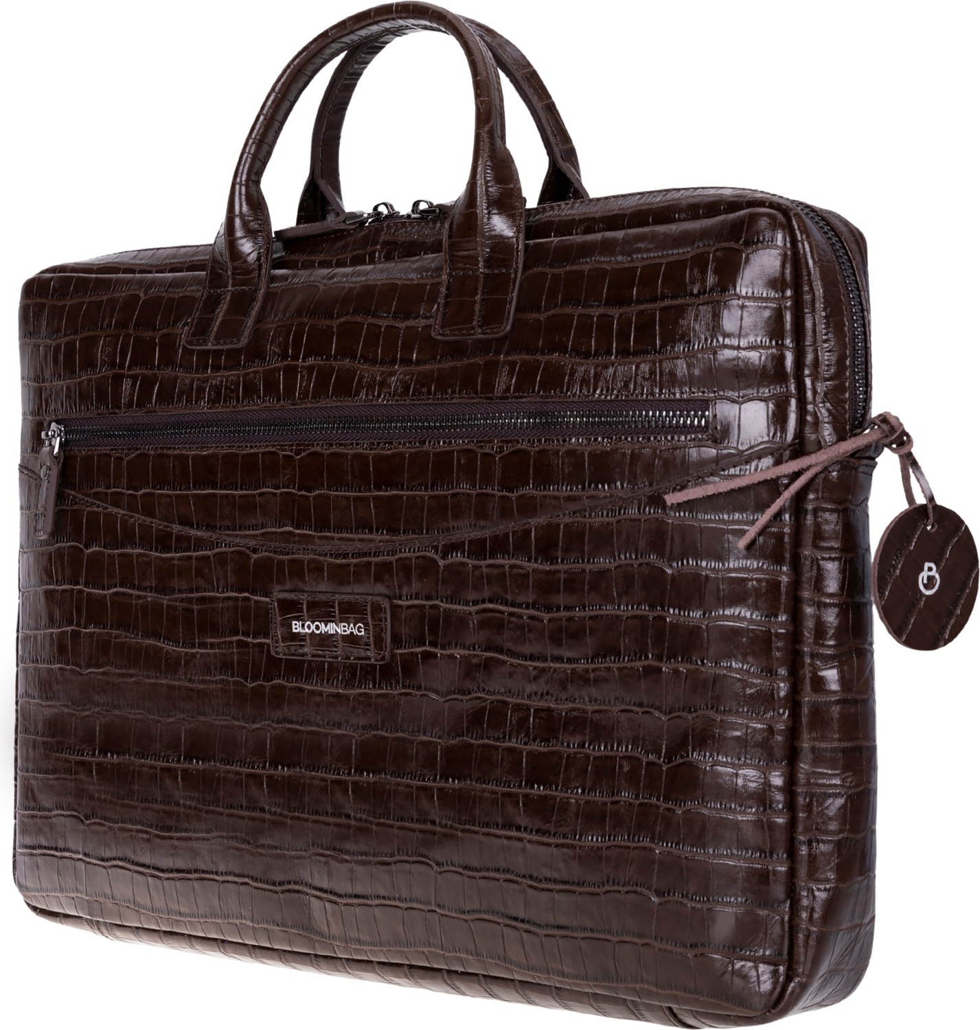 BloominBag Mocha Croco Hakiki Deri 15-16 Inç Macbook/laptop Çantası görsel 2