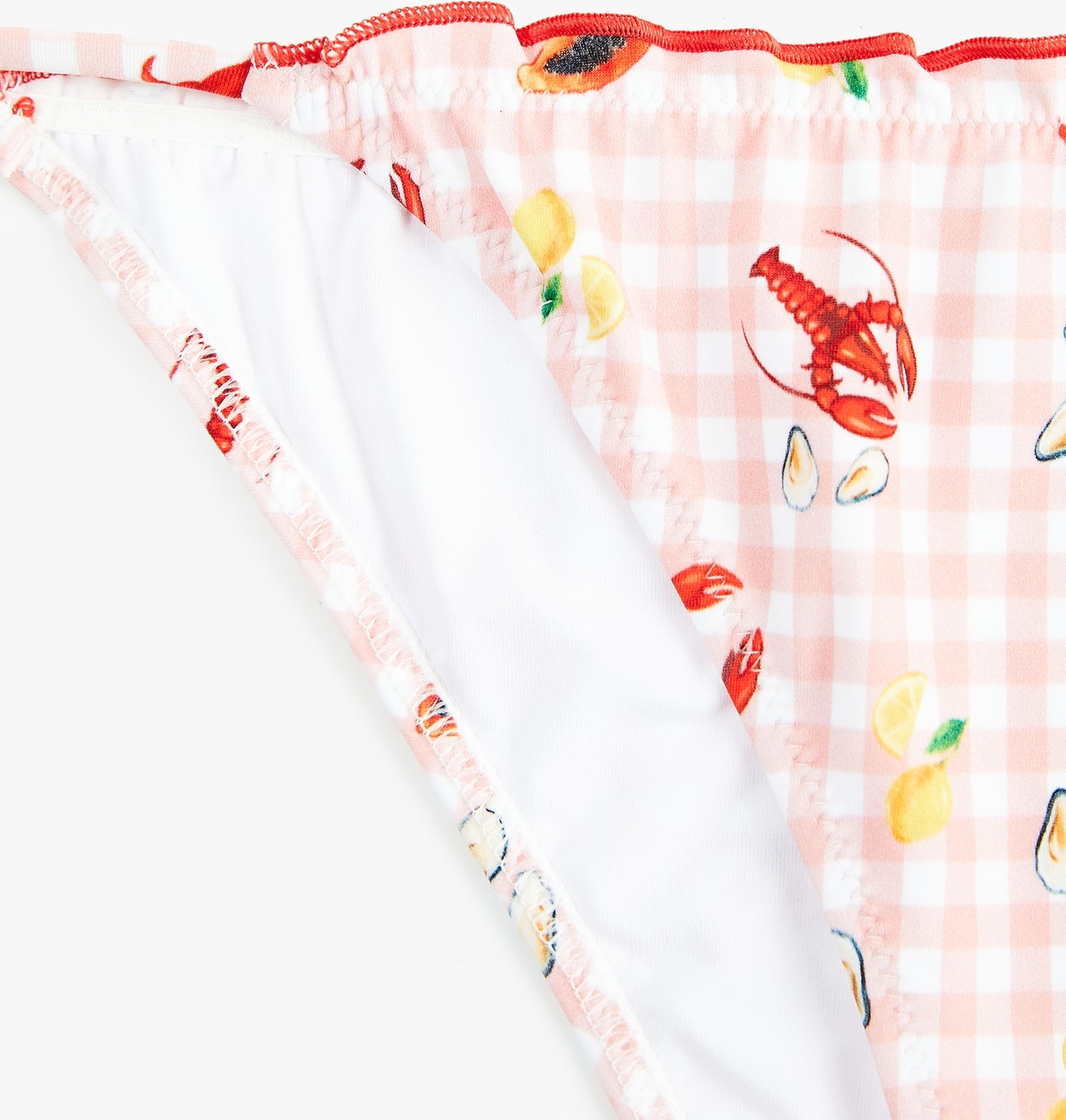 Koton x Sibil Çetinkaya - Fırfır Detaylı Yengeç Baskılı Pötikareli Bikini Altı görsel 3
