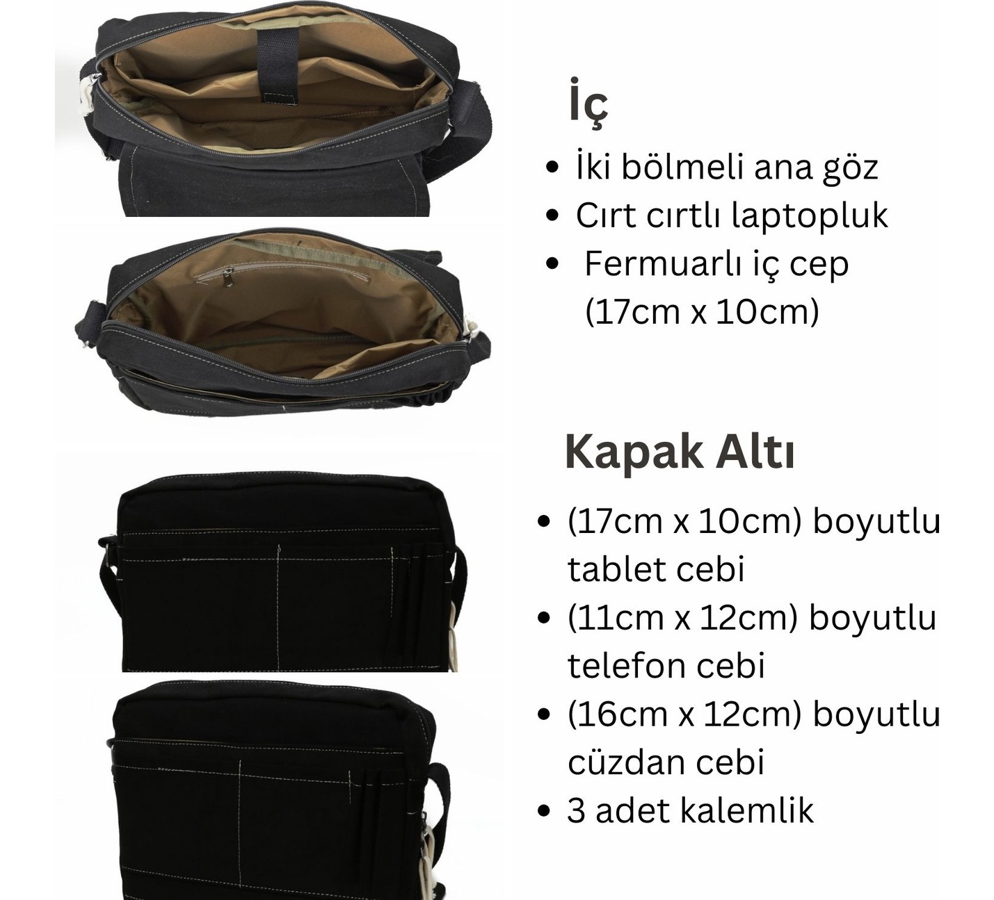Cappadocia Vintage 4009 Ephesus Salaş Omuz Postacı Yeşil Krem 15.6 Inç Laptop Okul Seyahat Günlük Vintage Pamuk Çanta görsel 3