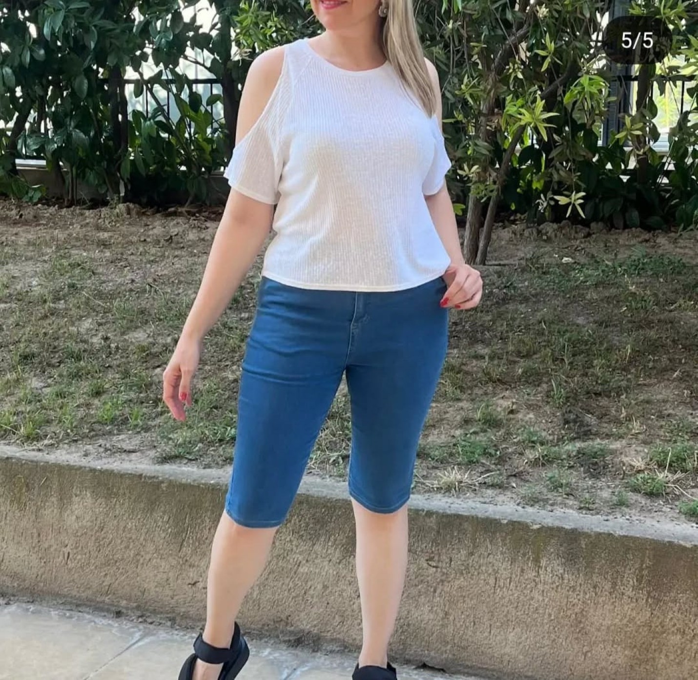 Zy Plus Mavi Büyük Beden Ince Yazlık Kot Beli Lastikli Şehir Boy Şort görsel 2