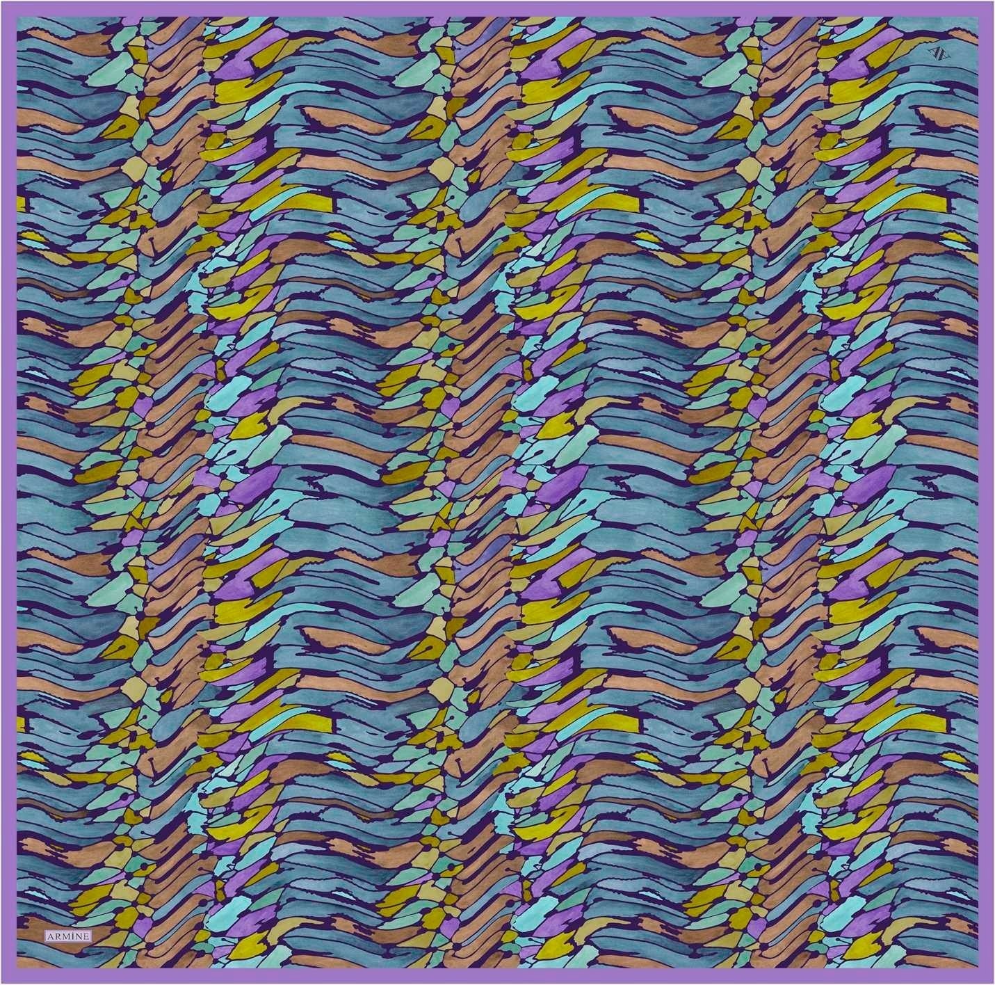 Armine Soyut Desenli Saf İpek Twill Eşarp 9335D 85 görsel 5