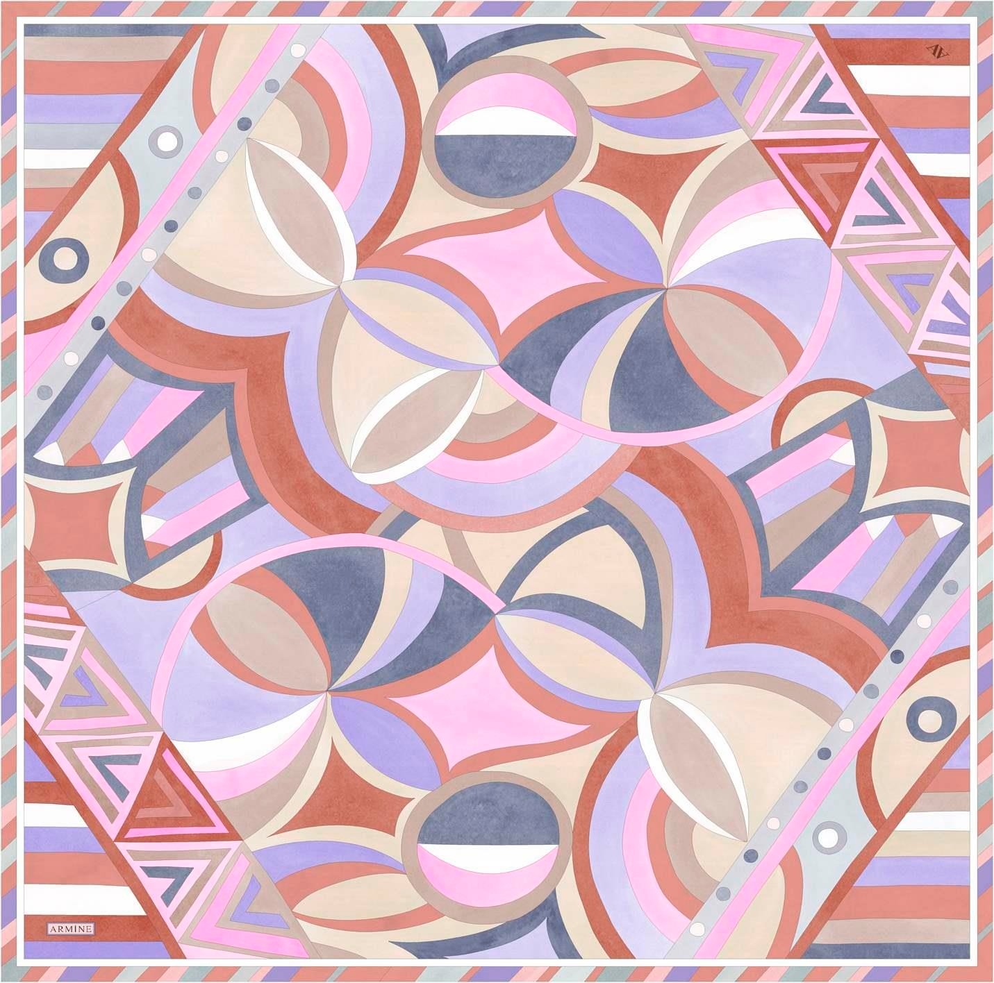 Armine Geometrik Desenli Saf İpek Sura Eşarp 9336D 35 görsel 4