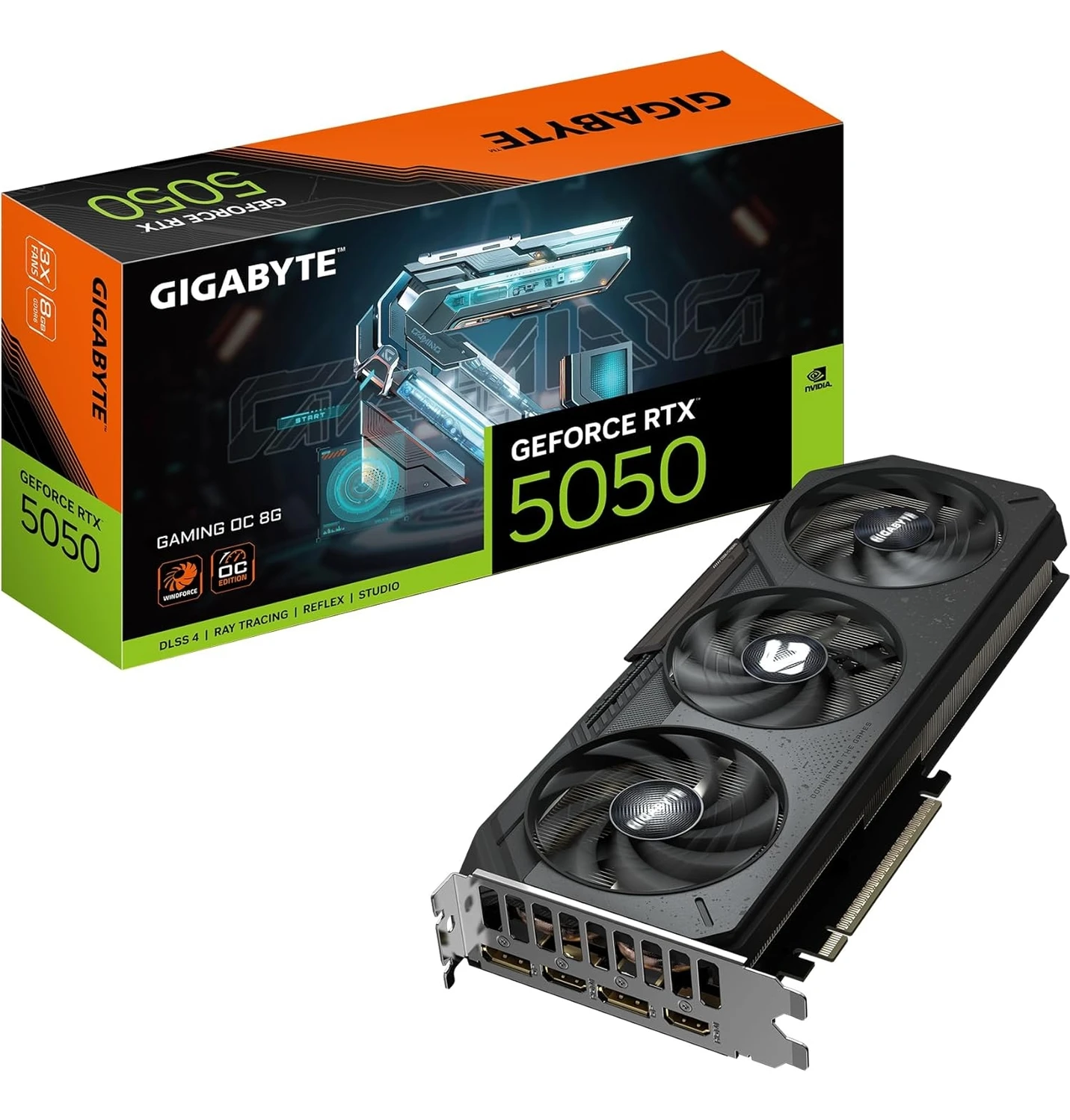 Resim Gıgabyte Geforce Rtx 5050 Gamıng Oc 8g Grafik Kartı 8 GB Gddr7 128-BIT Pcıe 5.0 Wındforce Cooling Rgb Fusion 3x Displayport 1x HDMI 
