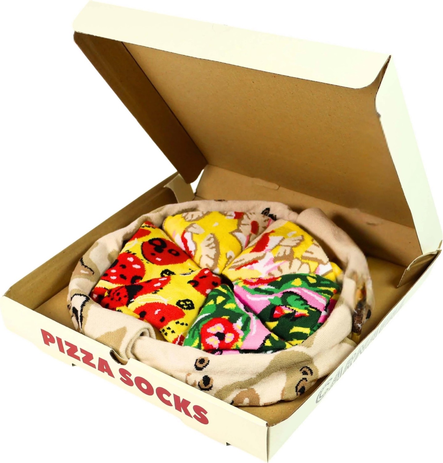 Die Grup Carnaval Socks Unisex Hediye Pizza Çorap Kutusu - Desenli Pamuk Çorap - Pizza Socks Box 37-44 Beden, 4 Çift